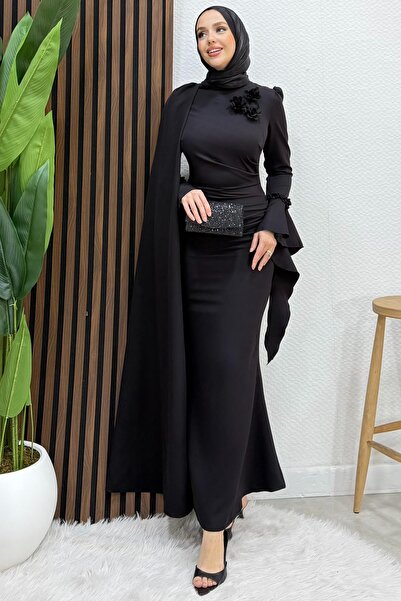 Lamia Giyim Mahperi Krep Abiye Siyah