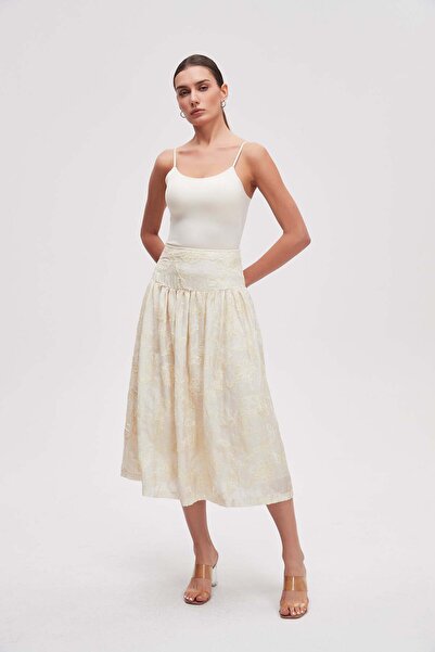 Livia Women's Midi Embroidered Flared Skirt