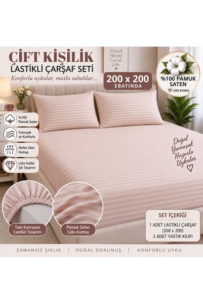 VeronicA Striped Satin Fitted Sheet