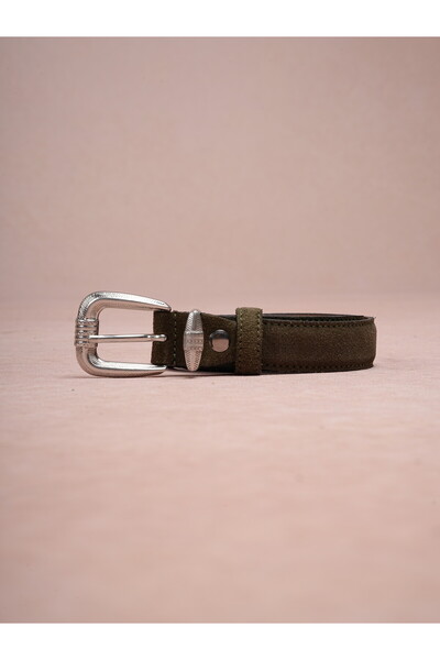 PAREZ 100% Genuine Suede Leather Thin Tin-Coated Buckle Belt 3 cm