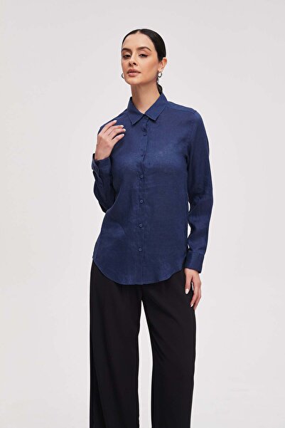 Livia Women's Plain Long-Sleeve Button-Front Shirt