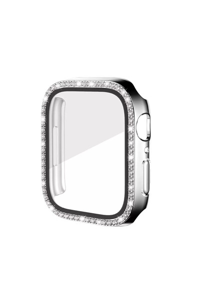 Nezih Case Apple Watch Seri 12 42mm Uyumlu Diamond Taşlı Tasarım Kasa ve Ekra...