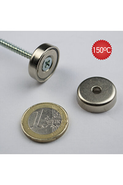 Magnitech Μαγνήτης Βάσης Φ16x4.5x3.5mm 150 ° C Νεοδύμιο με οπή χωνευτή, Δύναμ...