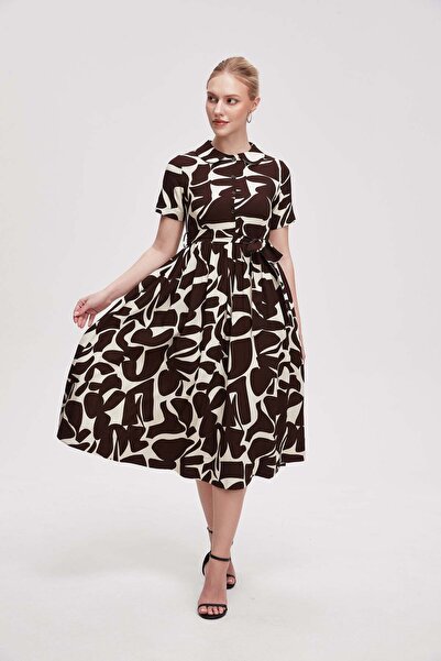 Livia Women's Midi Patterned Short-Sleeve Dress