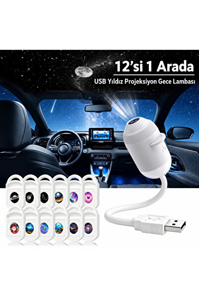 Genel Markalar 12 Desenli USB Mini Projeksiyon & Ambiyans Işığı