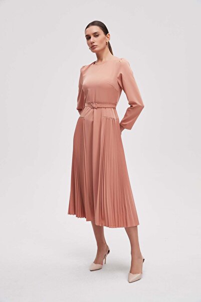 Livia Women's Midi Plain Long-Sleeve Dress