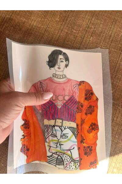 Gönülden Tasarım 22X18 cm Iron-On Ethnic Girl Transfer Print Arma