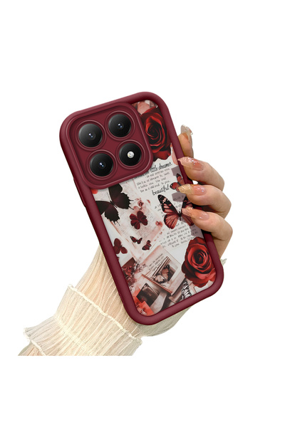 CHICASELUX حافظة متوافقة مع هاتف Mi 15T 5G بتصميم وردة وفراشة، وتصميم فني على...