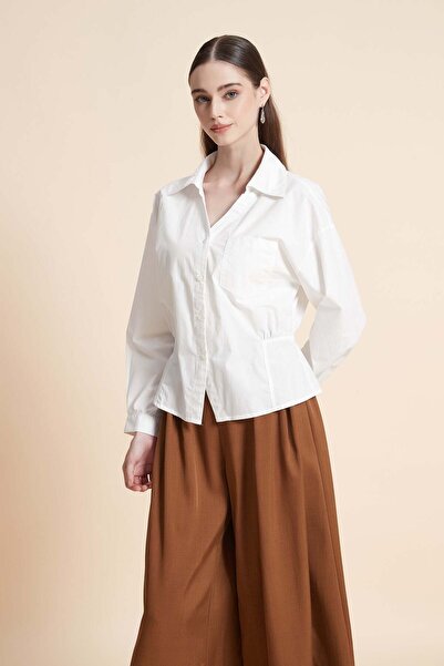 Yola Shirt with Button Front and Peplum Hem