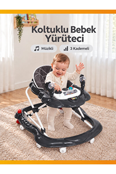 modabebekler Müzikli 3 Kademeli Koltuklu Bebek Yürüteci Oyuncaklı Oyun Panell...