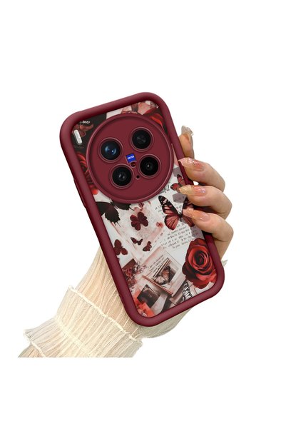 CHICASELUX حافظة Vivo X300 Pro المتوافقة مع تصميم الورود والفراشات، وتصميم فن...