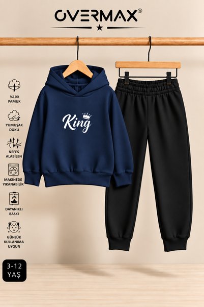OVERMAX Set hanorac și pantaloni de trening pentru copii cu imprimeu King – 3...