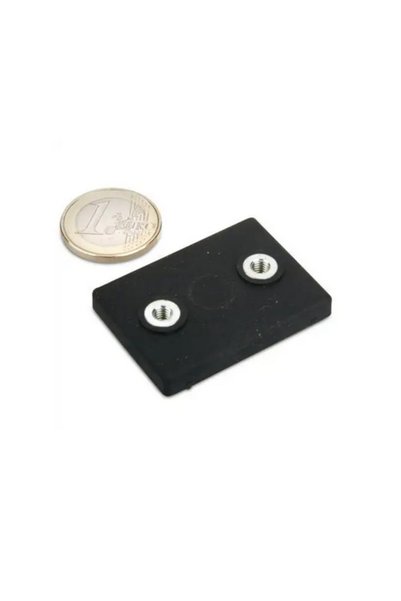 Magnitech Μαγνητικό Σύστημα από Μαύρο Καουτσούκ 43x31x7mm με 2 Εσωτερικές Σπε...