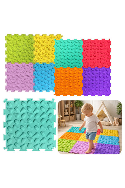 LEAN Dale senzoriale tip puzzle, diverse structuri și culori, 24,5 cm, 10 buc...