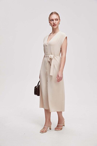 Livia Women's Midi Plain Sleeveless Dress