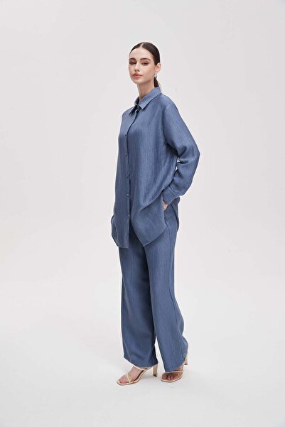 Livia Women's Wide-Leg Chambray Trousers