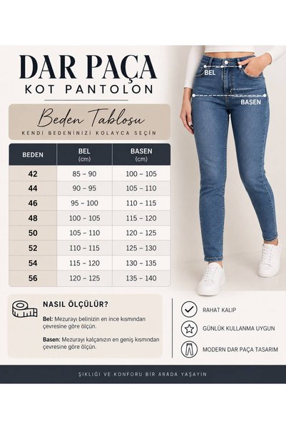 nd jeans Yeni Sezon Premium Büyük Beden Yüksek Bel Esnek Slim Fit Dar Paça Kadın Jean Kot Pantolon