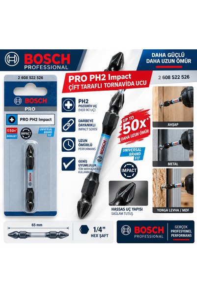 Bosch VİDALAMA UCU PH 2 AKILLI VİDALAR ÇİFT YÖNLÜ