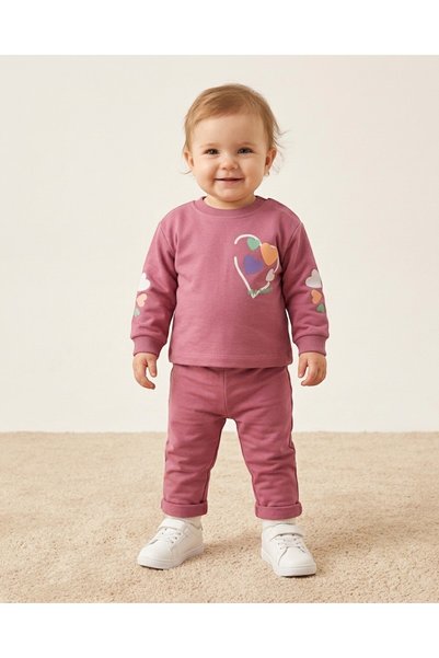 Ege Bebek Baby Girl Seasonal Detailed Heart Printed 6-9-12-18-24 Months 2 Thr...