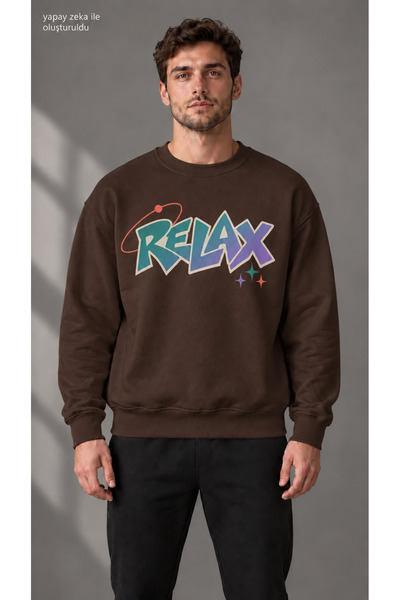 caddekombin سويت شيرت رجالي من Retro Planetary Ring وRelax مطبوع برقبة دائرية...