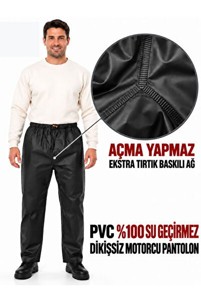 go out %100 Su Geçirmez PVC MOTORCU PANTOLON Dikişsiz Sıcak Pres Yapıştırma Ekstra Ağa Desteği ile Açma Yapmaz