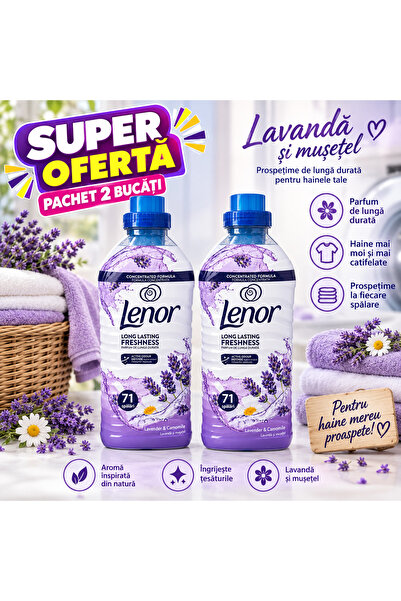 lenor Συσκευασία 2 τεμαχίων, Λευκαντικό Ρούχων Συμπυκνωμένο, Λεβάντα & Χαμομή...