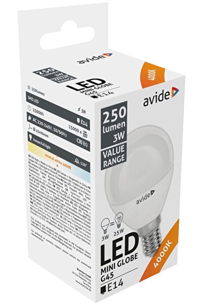 Avide LED Σφαιρικό 3W E14 Λευκό 4000K