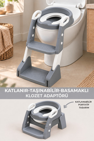 Wumboo Çocuk Tuvalet Eğitim Lazımlığı- Kendinden Basamaklı Katlanır Klozet Ad...