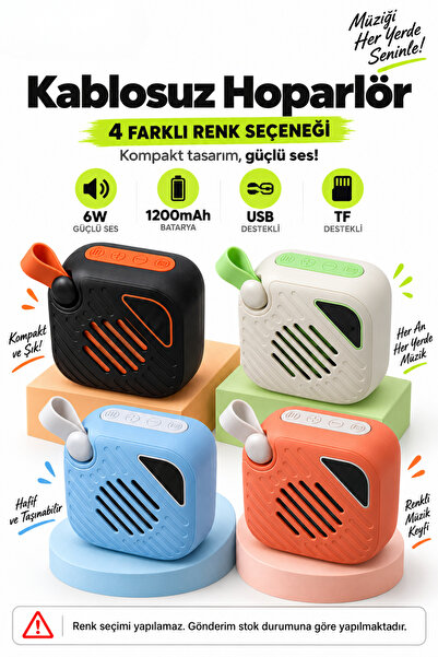 Taşınabilir Kablosuz Bluetooth Hoparlör 6W 1200 mAh USB TF Kart Type-C Şarj