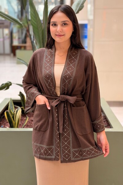Ghisa Knitwear Cardigan with Staple Detail on the Front, Sleeve Ends, and Back