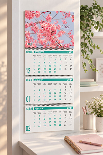 Lizy 2027 Çiçekler Gemici Takvimi – Duvar Takvimi - 33x24cm