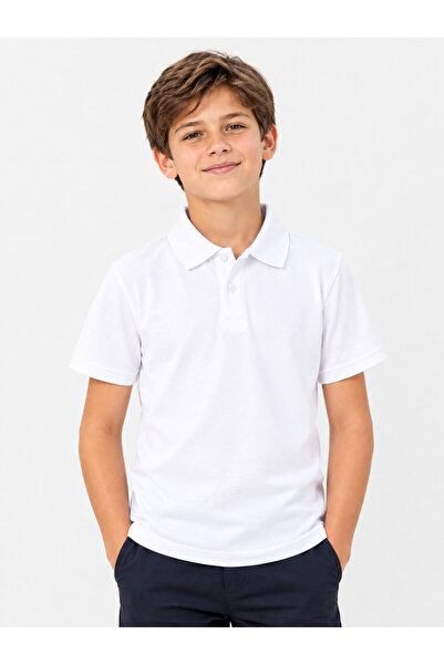 veracraft Unisex Children's White Polo Collar School T-Shirt – Short Sleeve S...