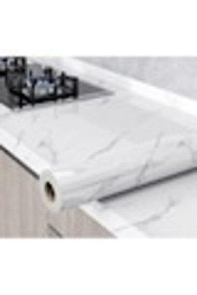 topbazar Folie autoadezivă cu aspect de marmură albă 60x300 cm, autoadezivă, rezistentă la apă, autocolant pentru mobilier de bucătărie, blat și pereți, design elegant