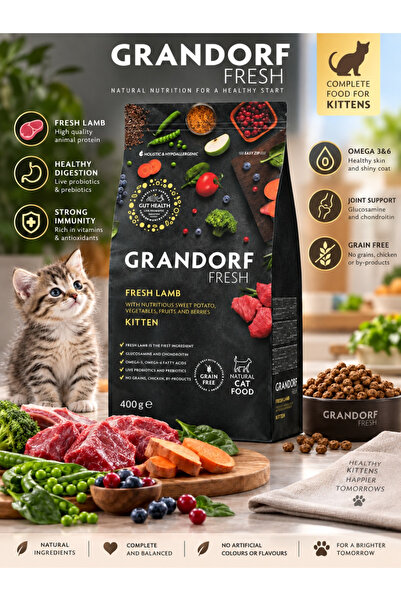 Grandorf Grandorf Fresh Dry Food for Kittens with Fresh Lamb – Grain-Free – 400g