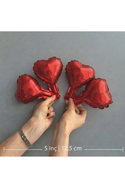 Deniz Party Store 15 cm Kırmızı Minik Kalp Dekor Folyo balon 2 adet