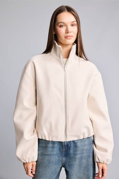 DeFacto Warm Balloon Fit Zippered Cashmere Beige Women's Jacket H1521Ax/Bg644