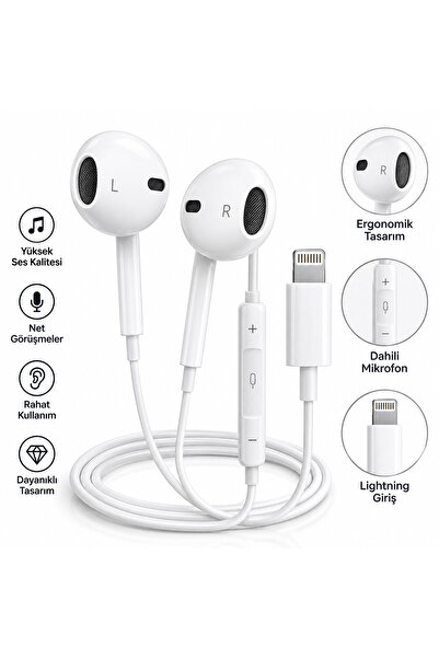 FABRON İphone Lightning Kablolu Pro Kulaklık 11/12/13/14/14 Pro Max/13 Pro ma...