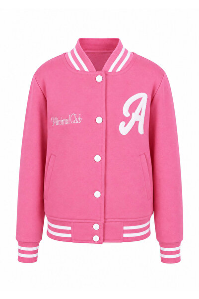 trender Buttoned a Print 3 Thread College Pink Boys' Sweatshirt 8088