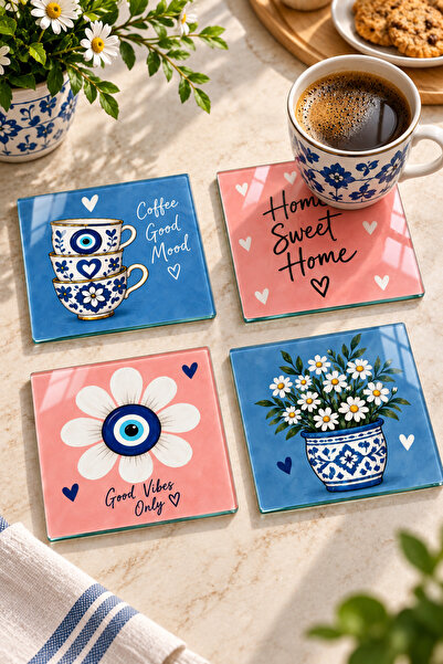 Decorita Glass Coaster |   Mavina |   4-Piece Set |   10cm X 10cm