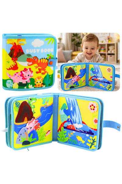LEAN Carte senzorială educativă 3D din pâslă cu dinozauri