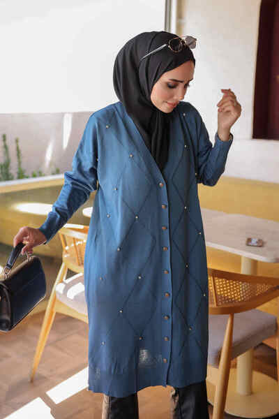 İmajButik Indigo Stone Cold Yarn Knitwear Cardigan