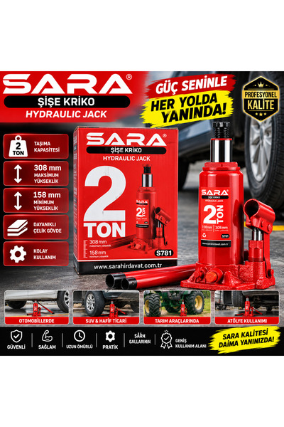 S781 2 Ton Şişe Kriko – Hidrolik Kriko | 158-308 MM Kaldırma Kapasitesi