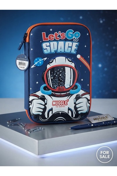 Genel Markalar Astronot Desenli Kabartmalı Büyük Kalem Kutusu