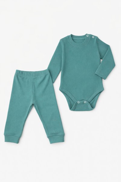 Momivi Kids Baby Boy 100% Cotton Long Sleeve Snap Fastener Bodysuit and Pants 2-Piece Set