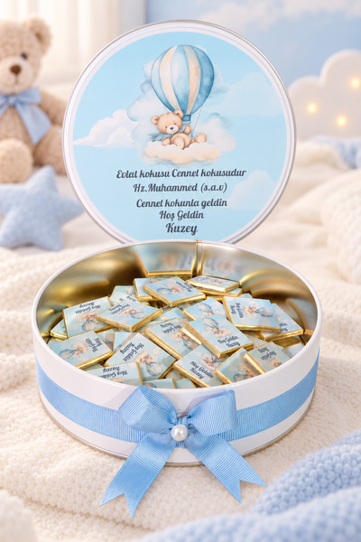 Peri Süs Yenidoğan Bebek Hediyelik Çikolata - Erkek Çocuk İçin Balonlu Ayıcık...