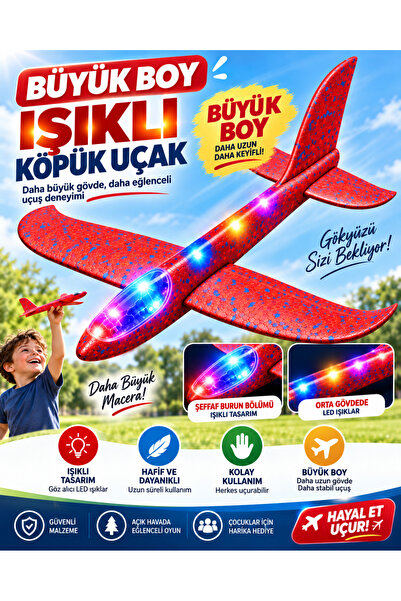 Abetto Market Işıklı Köpük Uçak Büyük Boy Oyuncak – Hafif ve Dayanıklı EVA Kö...