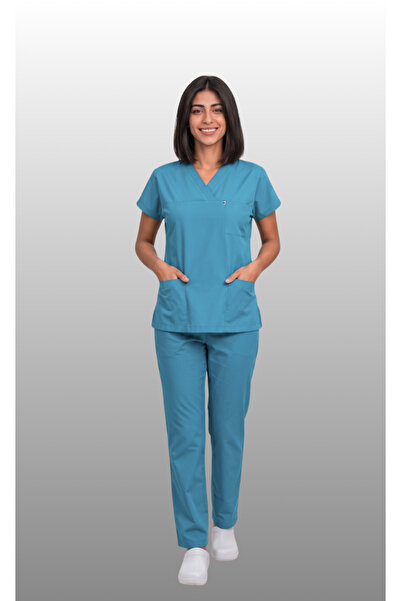 DENİZ İŞ Women's V-Neck Bat Sleeve Terycotton Turquoise, Saks Blue, Midnight ...