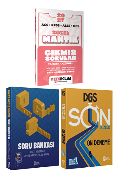 Yediiklim Yayınları AGS KPSS ALES DGS 2027 Sözel Mantık Çıkmış Sorular - DGS Soru Bankası - DGS Son Düzlük 10 Deneme