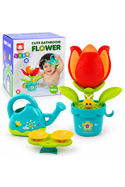 LEAN Jucarie interactiva de baie Floare cu stropitoare, petale care se deschi...