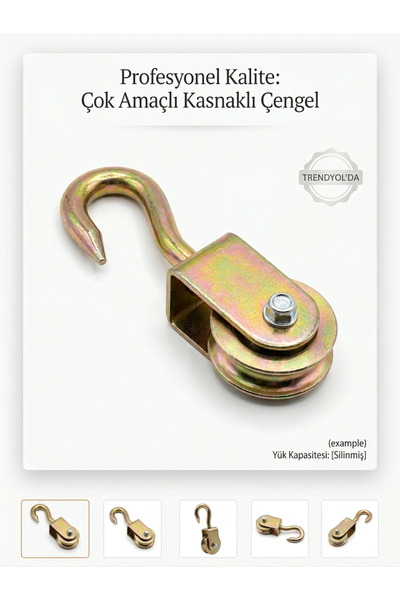 Ağır Hizmet Tipi Kasnaklı Çengel Makaralı Yük Ve Malzeme Taşıma Çengeli28 cm
